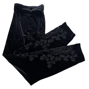 Johnny Was Workshop Plus Size Floral Embroidered Velvet Pull On Pants 3XL Boho
